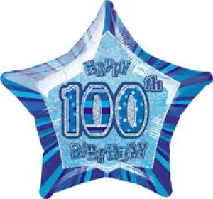 100th Star - Foil Balloon - Blue