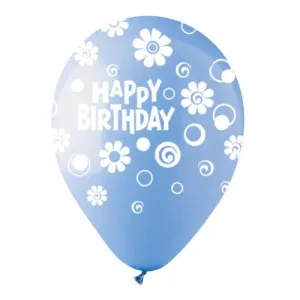 12 inch ALL-ROUND HAPPY BIRTHDAY DAISIES LIGHT BLUE