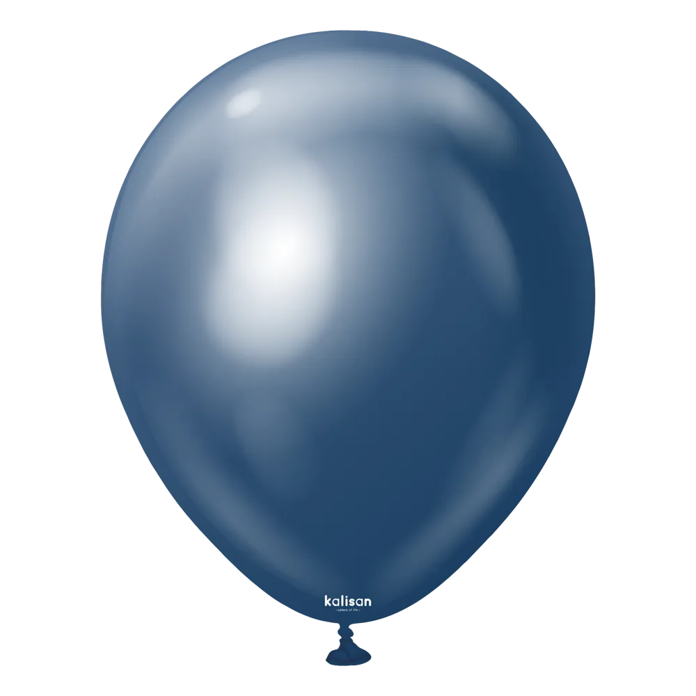 12 inch Kalisan Mirror Navy Latex Balloons 50ct