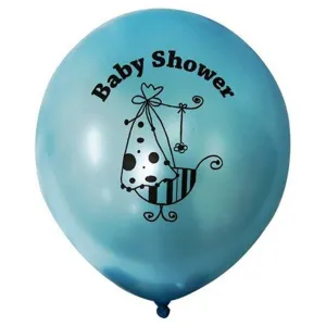 12" Blue Metallic Latex Baby Shower Balloons Party Decoration - 25/pk