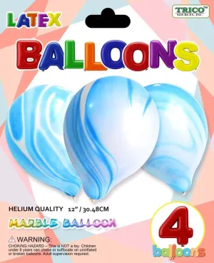 12" Marble Blue Latex - 4 count