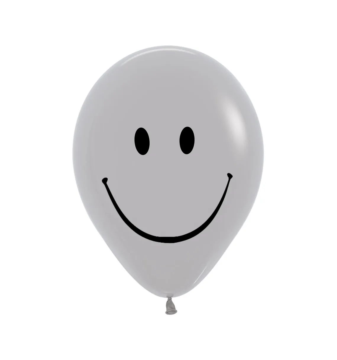 12" Round, Metallic Smiley Face Gray