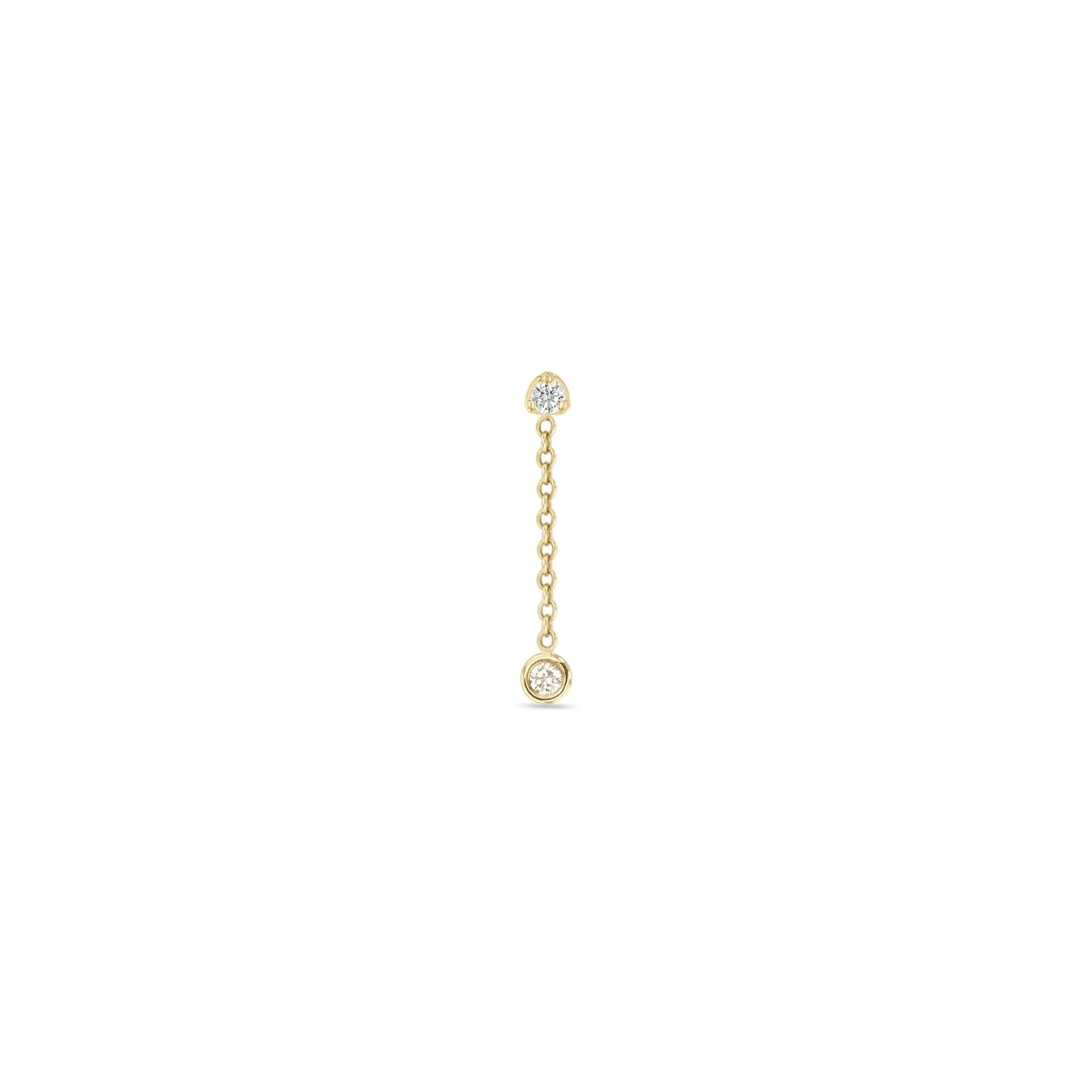 14k Prong Diamond & Floating Diamond Chain Drop Earrings