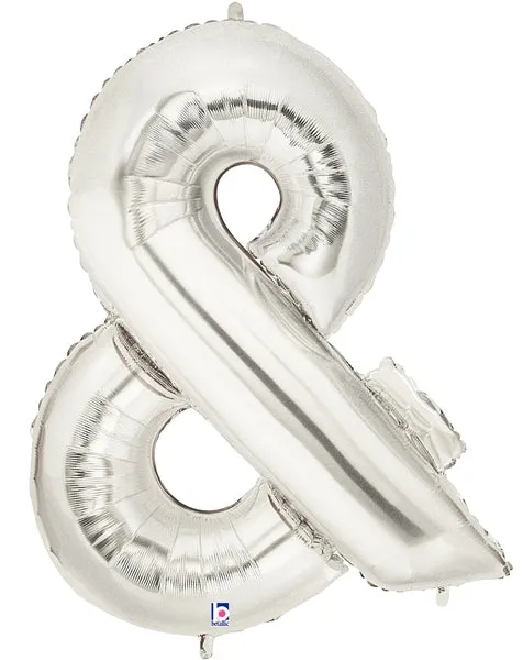 14" | 40" Silver Symbol Foil Balloons - Megaloons | 2 Sizes Available - Numbers 0-9