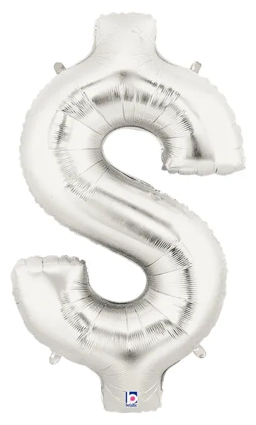 14" | 40" Silver Symbol Foil Balloons - Megaloons | 2 Sizes Available - Numbers 0-9