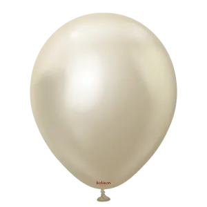 18 inch Kalisan Mirror White Gold Latex Balloons 25ct