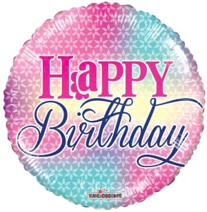 18" Happy Birthday Girly Colors Mylar Balloon #436