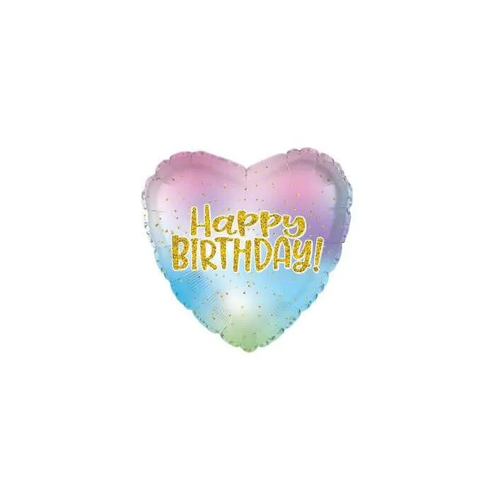 18" Iridescent Birthday Heart Mylar Balloon #81
