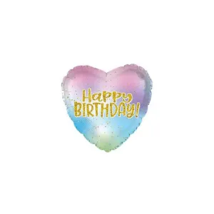 18" Iridescent Birthday Heart Mylar Balloon #81