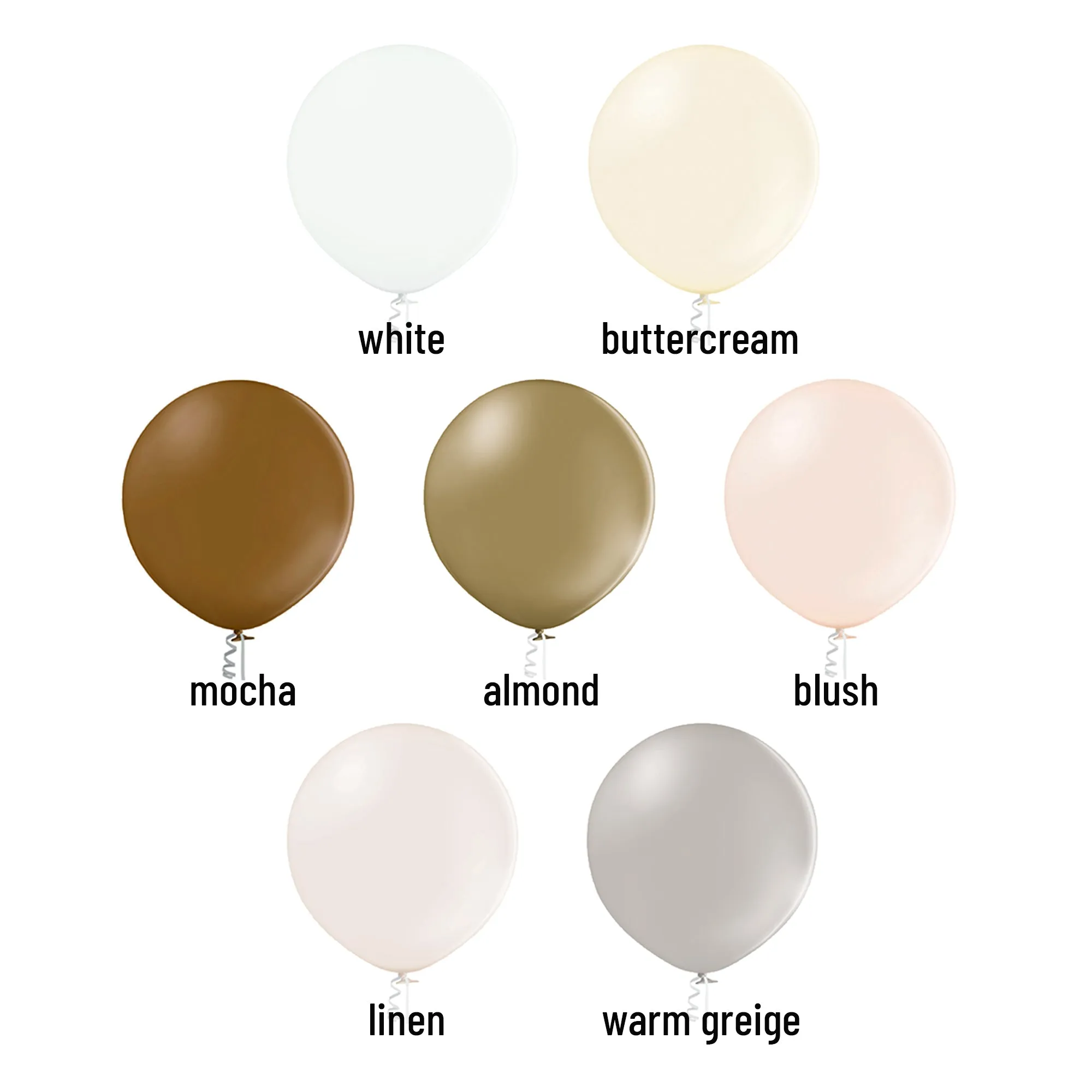 (2 foot) Giant Neutral Balloons in Gray, White, Blush, Mauve, or Mocha 24"