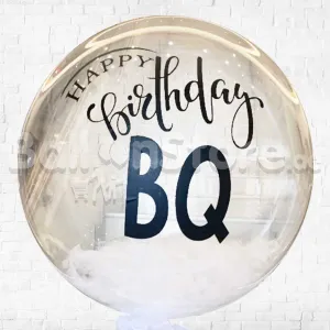 20inches Personalized Clear Bubble  Balloons with White Feather Stuff inside  PRE-ORDER 1DAY In Advance
