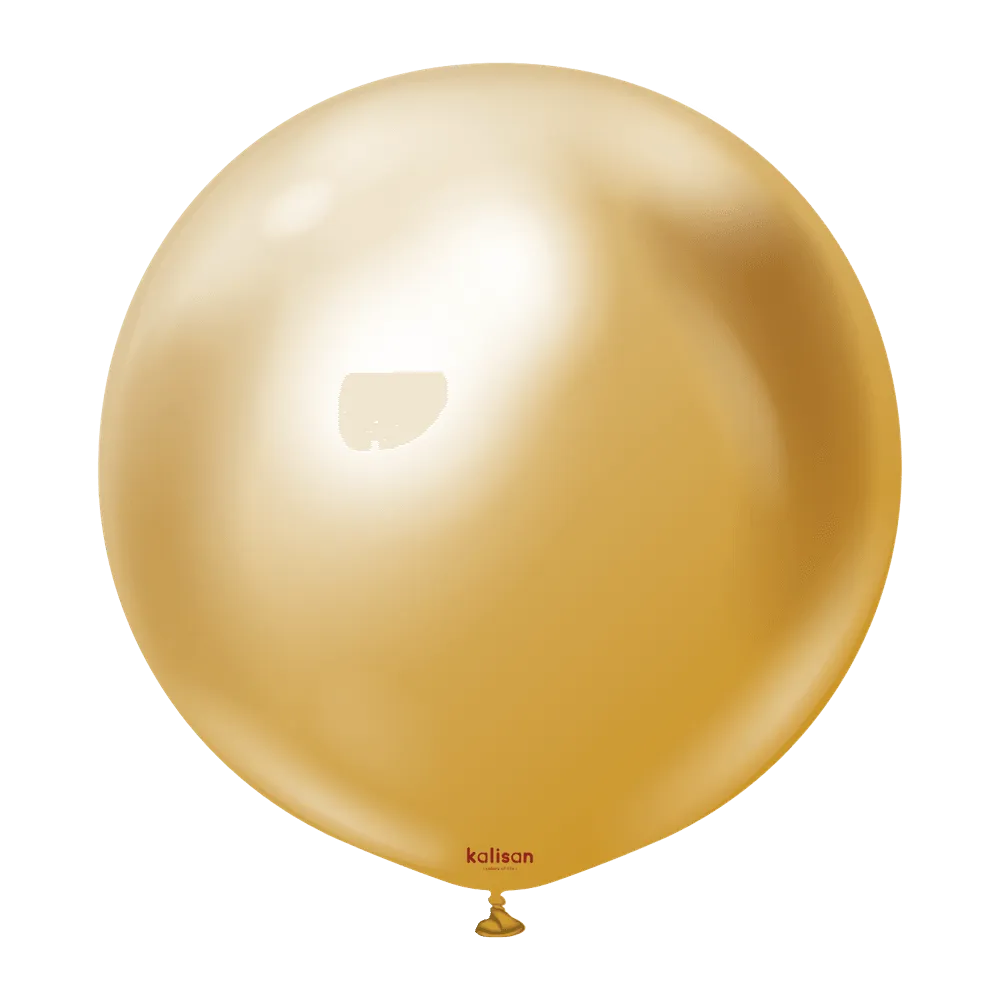 24 inch Kalisan Mirror Gold Latex Balloons 2ct