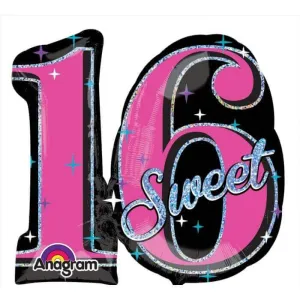 28" Sweet 16 Sparkle Mylar Balloon - SS46