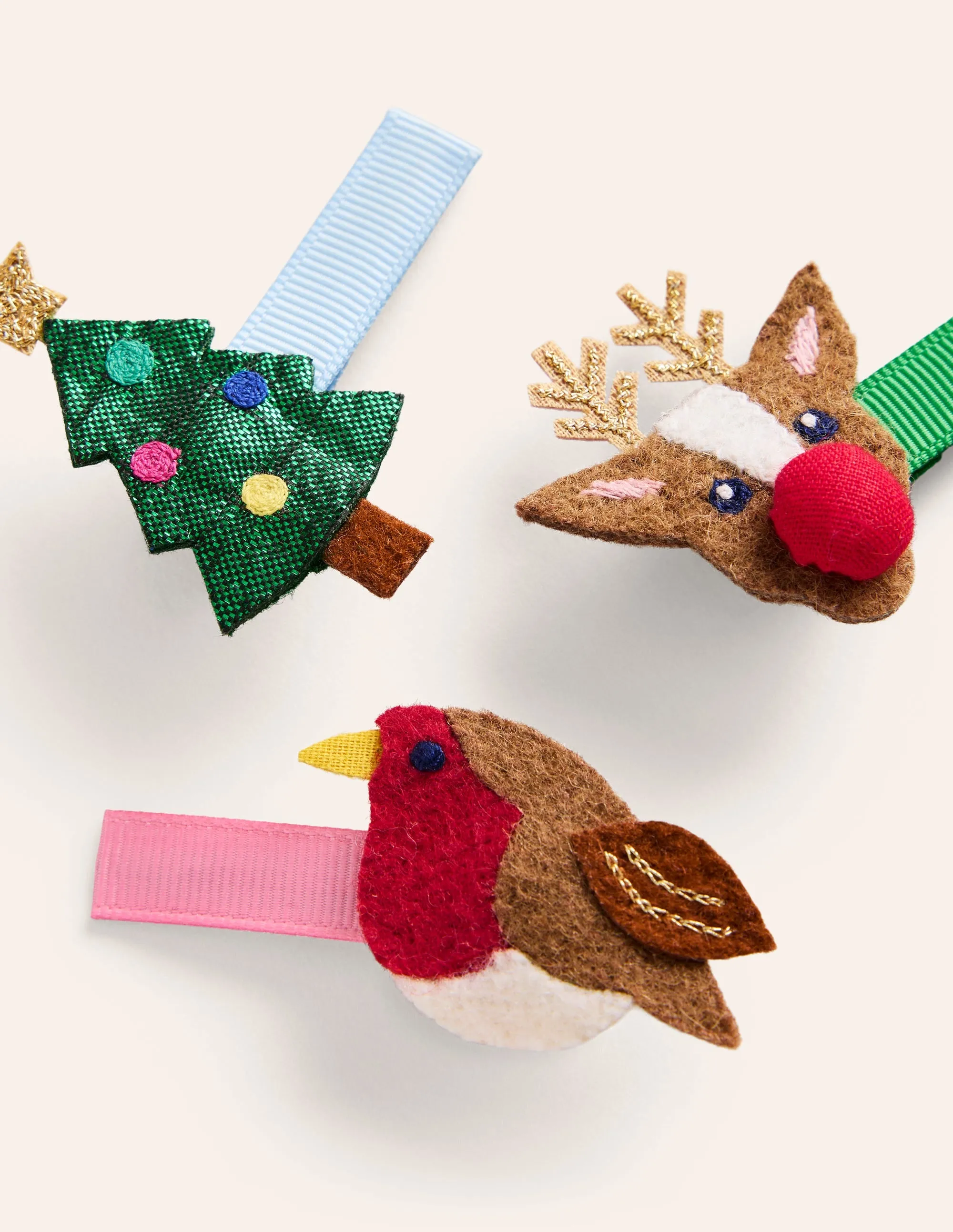 3-Pack Hair Clips-Multi Festive