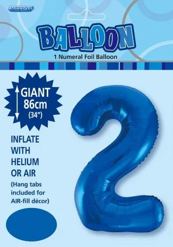 34" Jumbo Number Foil Balloon - Number 2 ( 16 Colours )