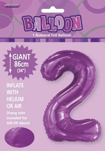 34" Jumbo Number Foil Balloon - Number 2 ( 16 Colours )