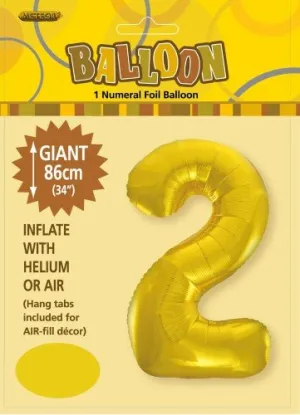 34" Jumbo Number Foil Balloon - Number 2 ( 16 Colours )