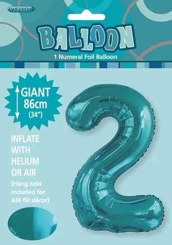 34" Jumbo Number Foil Balloon - Number 2 ( 16 Colours )