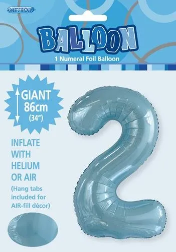 34" Jumbo Number Foil Balloon - Number 2 ( 16 Colours )