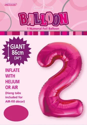 34" Jumbo Number Foil Balloon - Number 2 ( 16 Colours )