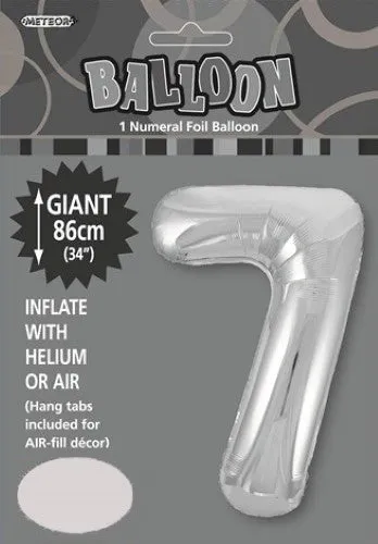 34" Jumbo Number Foil Balloon - Number 7 ( 16 Colours )