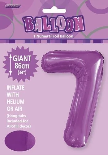 34" Jumbo Number Foil Balloon - Number 7 ( 16 Colours )