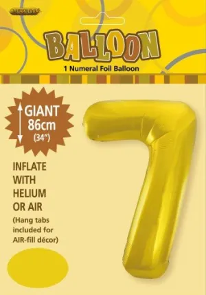 34" Jumbo Number Foil Balloon - Number 7 ( 16 Colours )