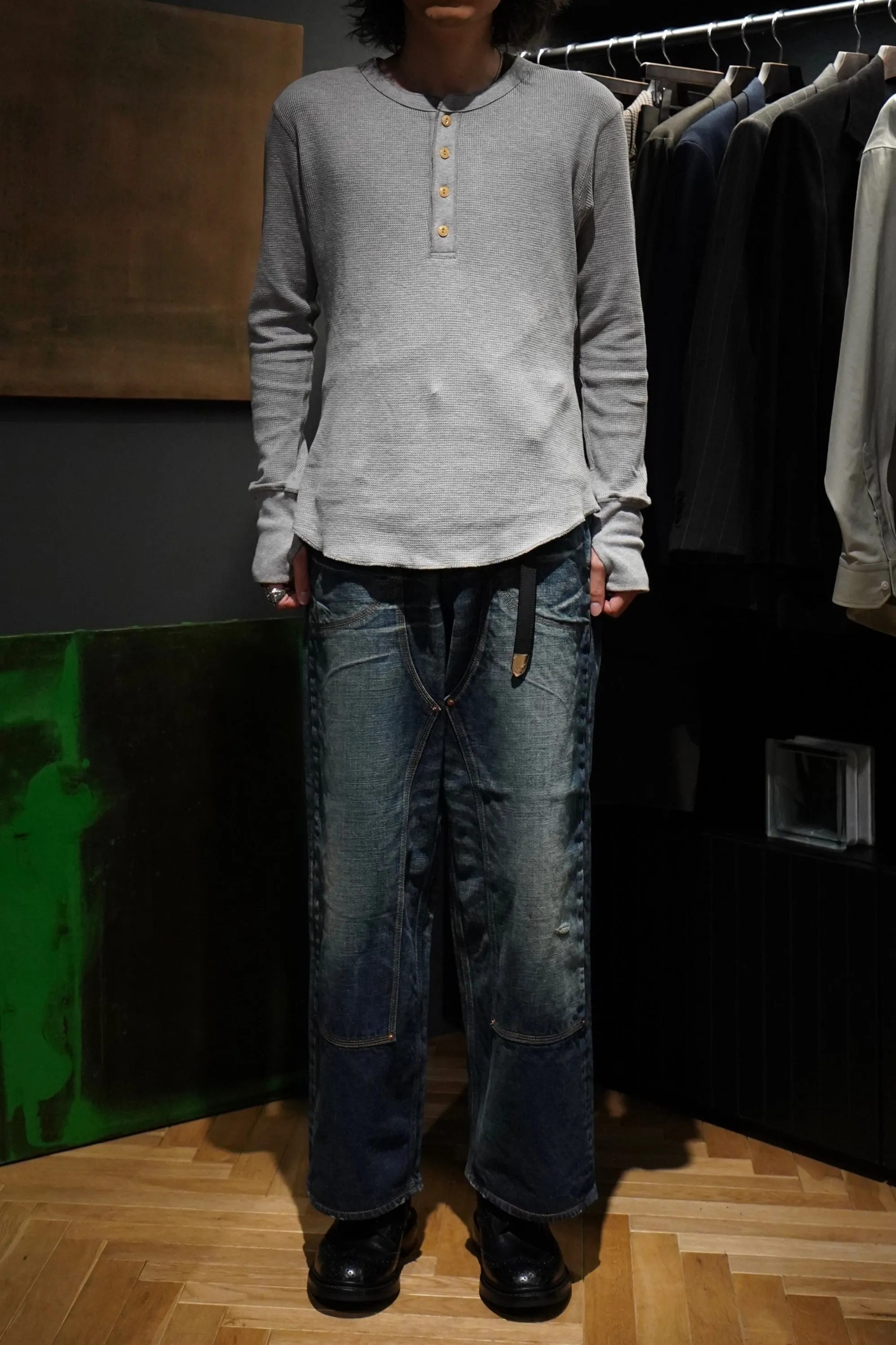 4B TIGHT WAFFLE LS (L.GRAY)(EXCLUSIVE)