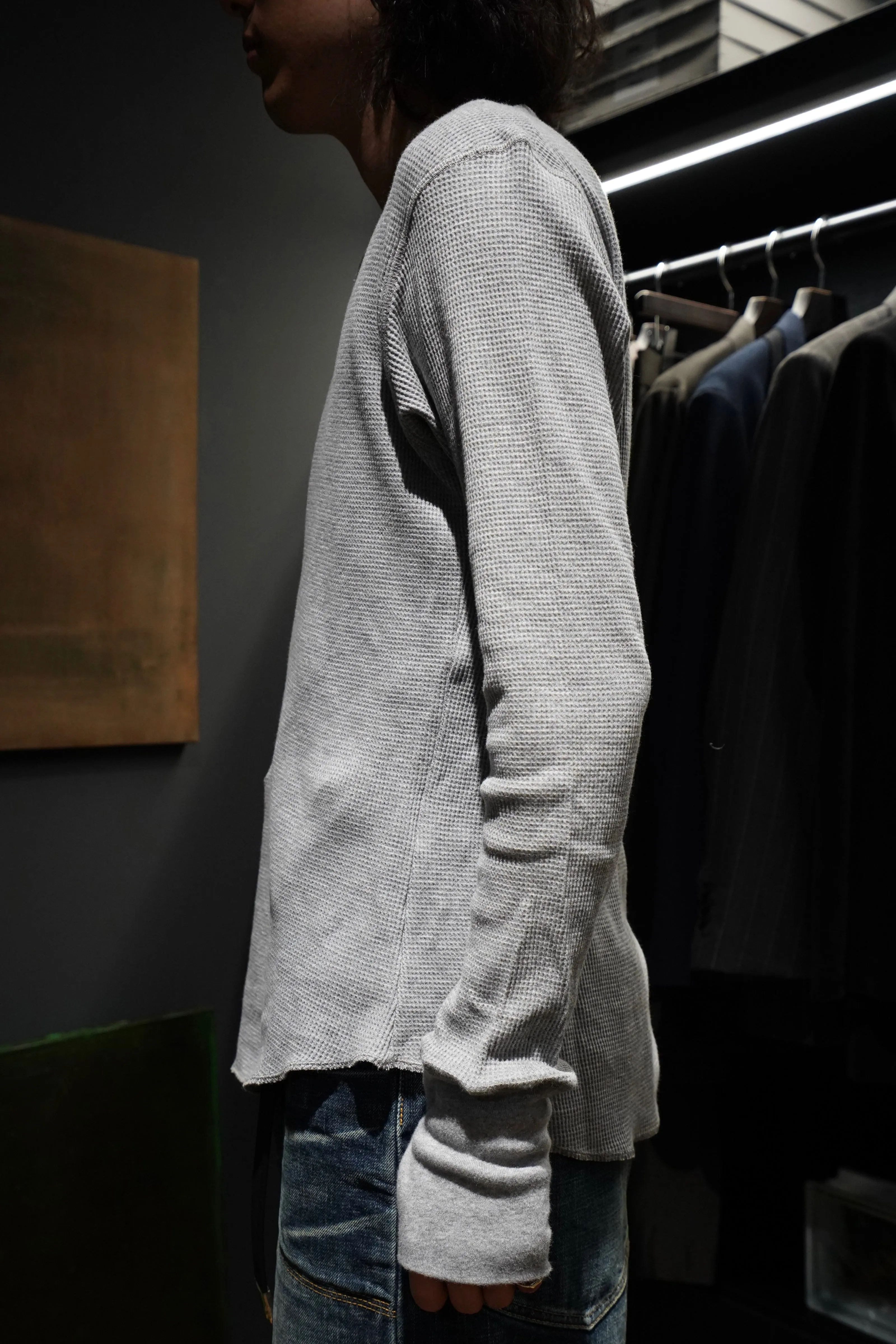 4B TIGHT WAFFLE LS (L.GRAY)(EXCLUSIVE)
