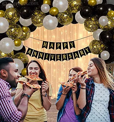 Anniversary Celebration Golden 40 Pcs Balloons for Bedroom Decoration