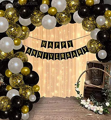 Anniversary Celebration Golden 40 Pcs Balloons for Bedroom Decoration