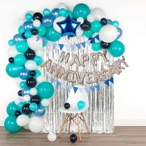 Anniversary Decoration Kit Green & White 81 Pcs - Happy Anniversary Bedroom Wall Decoration