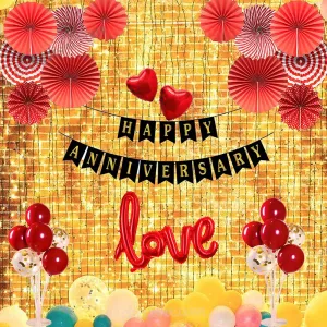 Anniversary Decoration Red & Golden  34 Pcs - Decoration for Anniversary Husband, Mom, Dad