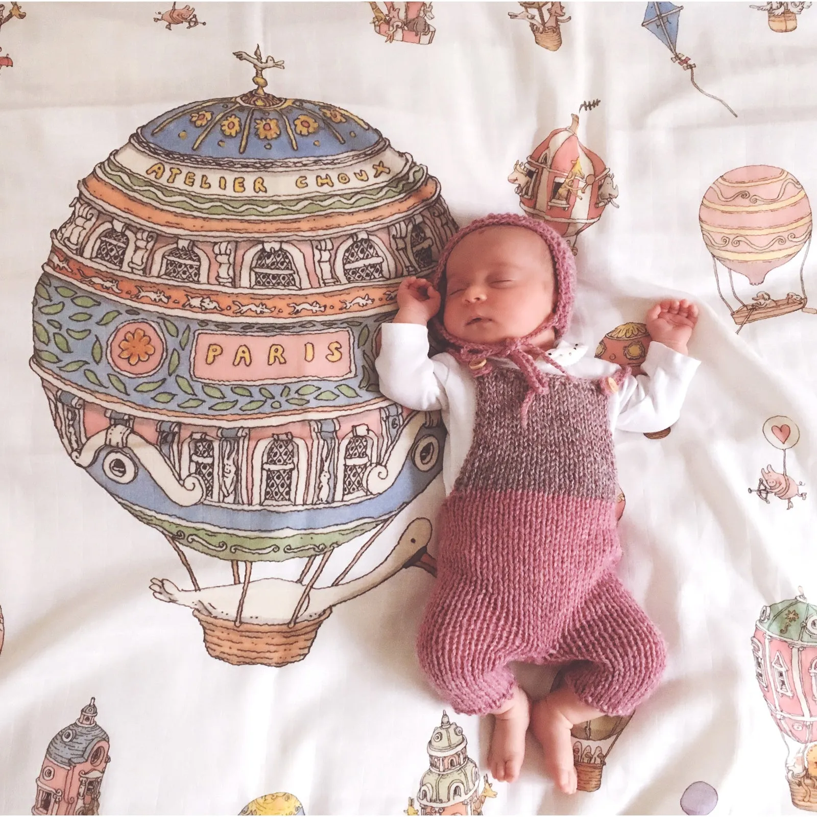 Atelier Choux Set of 3 Muslins Carousel & Hot Air Balloons & Paris