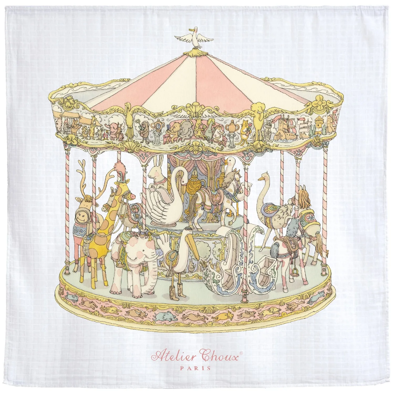 Atelier Choux Set of 3 Muslins Carousel & Hot Air Balloons & Paris