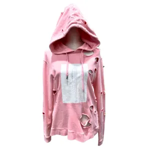 Baby Pink C2H4 LA “Not A Human Being” Distressed Hoodie