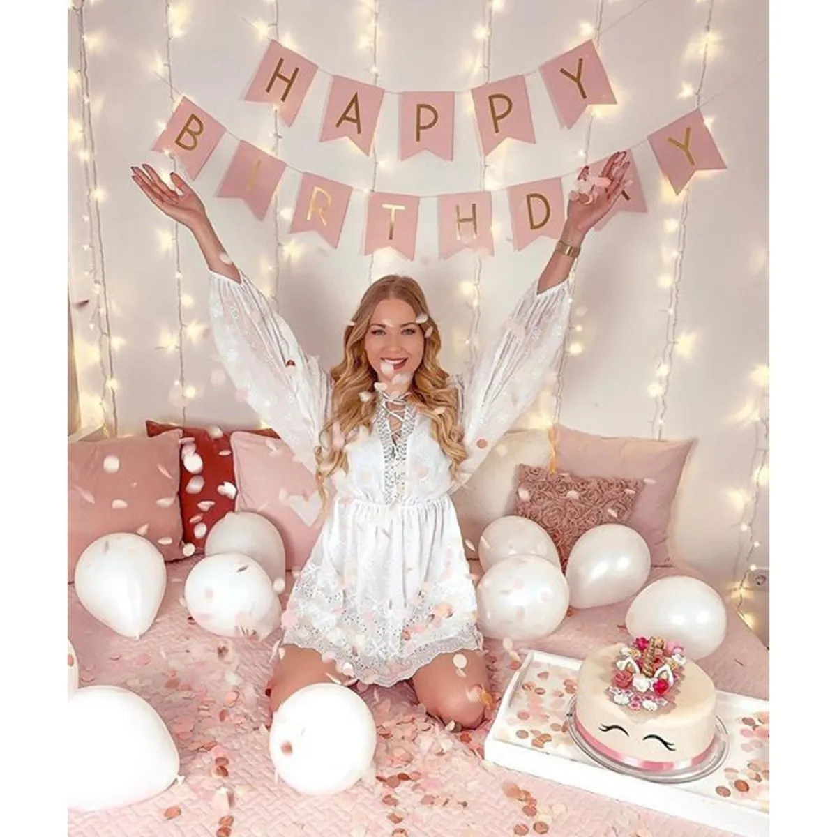 Birthday Balloons Decoration Rosegold 13 Pcs - Birthday Decoration 1st, 10th, 18th, 21st, 25th, 30th, 40th, 50th Birthday
