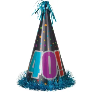 Birthday Cheer - 40th Birthday Cone Party Hat