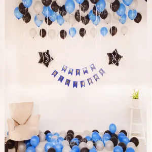 Birthday Decoration Blue & Silver 34 Pcs 1st, 10th, 18th, 21st, 25th, 30th, 40th, 50th Birthday