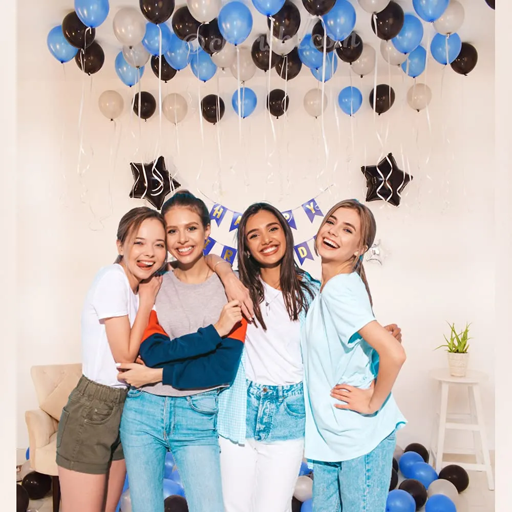 Birthday Decoration Blue & Silver 34 Pcs 1st, 10th, 18th, 21st, 25th, 30th, 40th, 50th Birthday