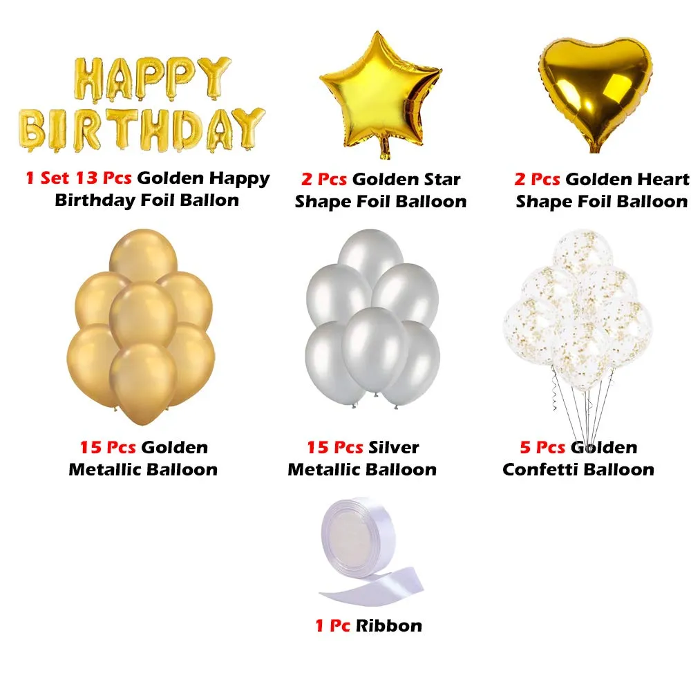 Birthday Decoration Golden & Silver 53 Pcs Birthday for Husband, Wife, Boy, Girl