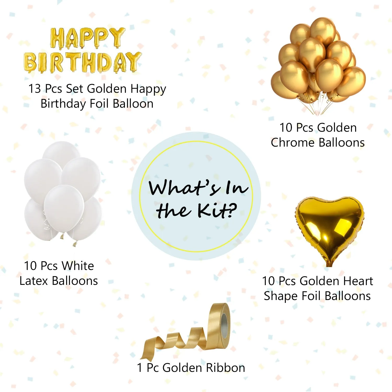 Birthday Decoration Item Golden 38 Pcs - birthaday decoration kit