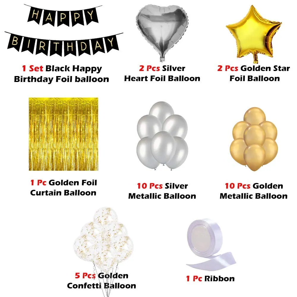 Birthday Decoration Items Golden 44 Pcs
