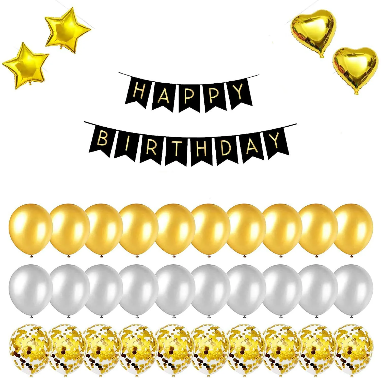 Birthday Decoration Items Golden 44 Pcs