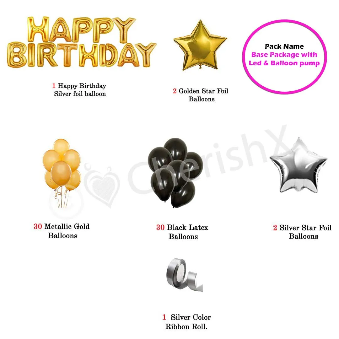 Birthday Decoration Items Golden & Black