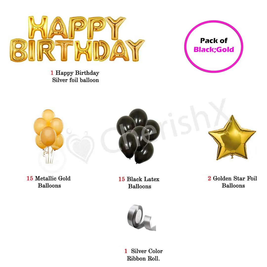 Birthday Decoration Items Golden & Black