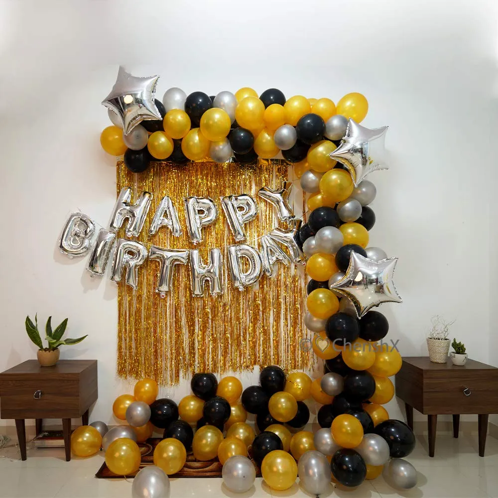 Birthday Decoration Items Golden & Black