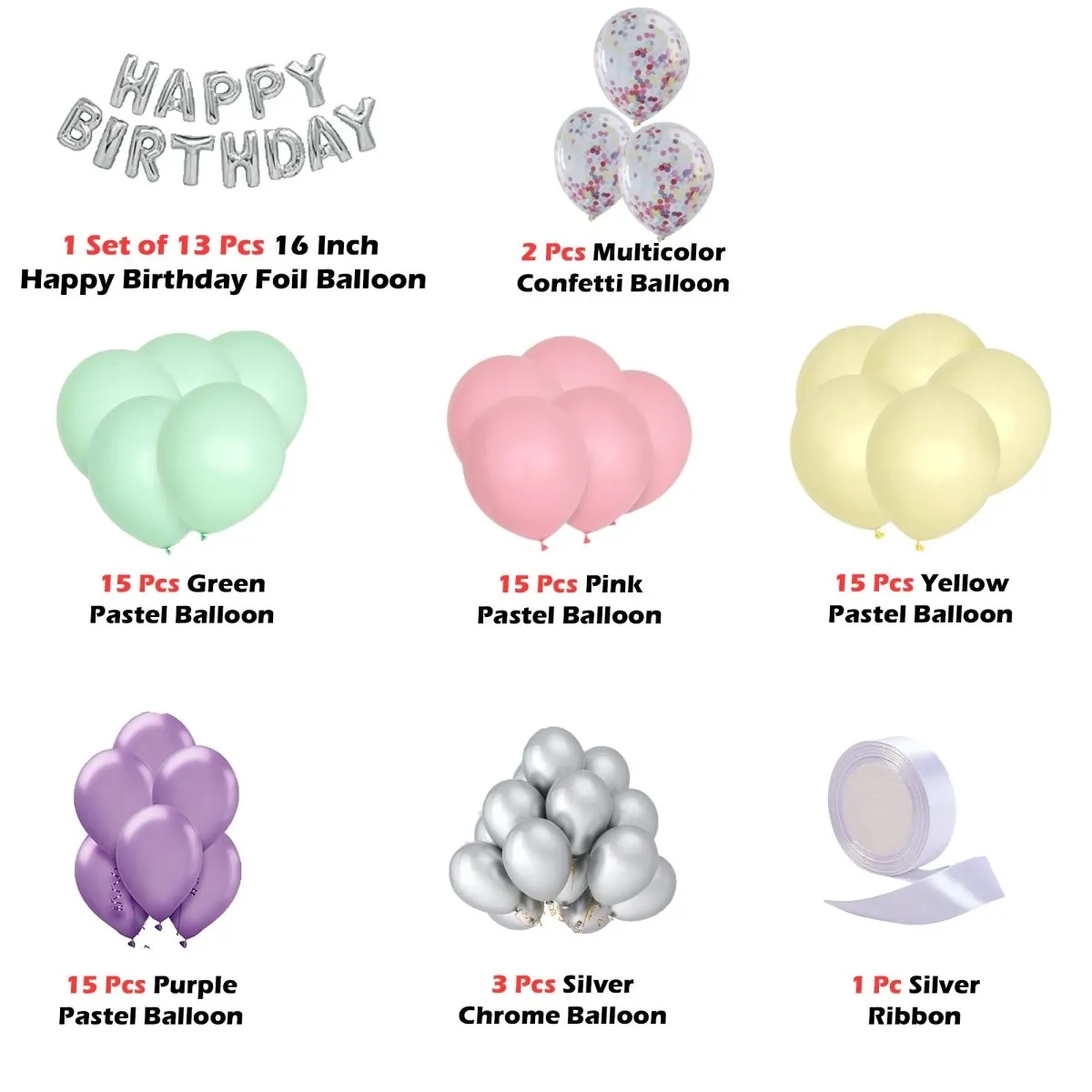 Birthday Decoration Kit Pastel 80 Pcs