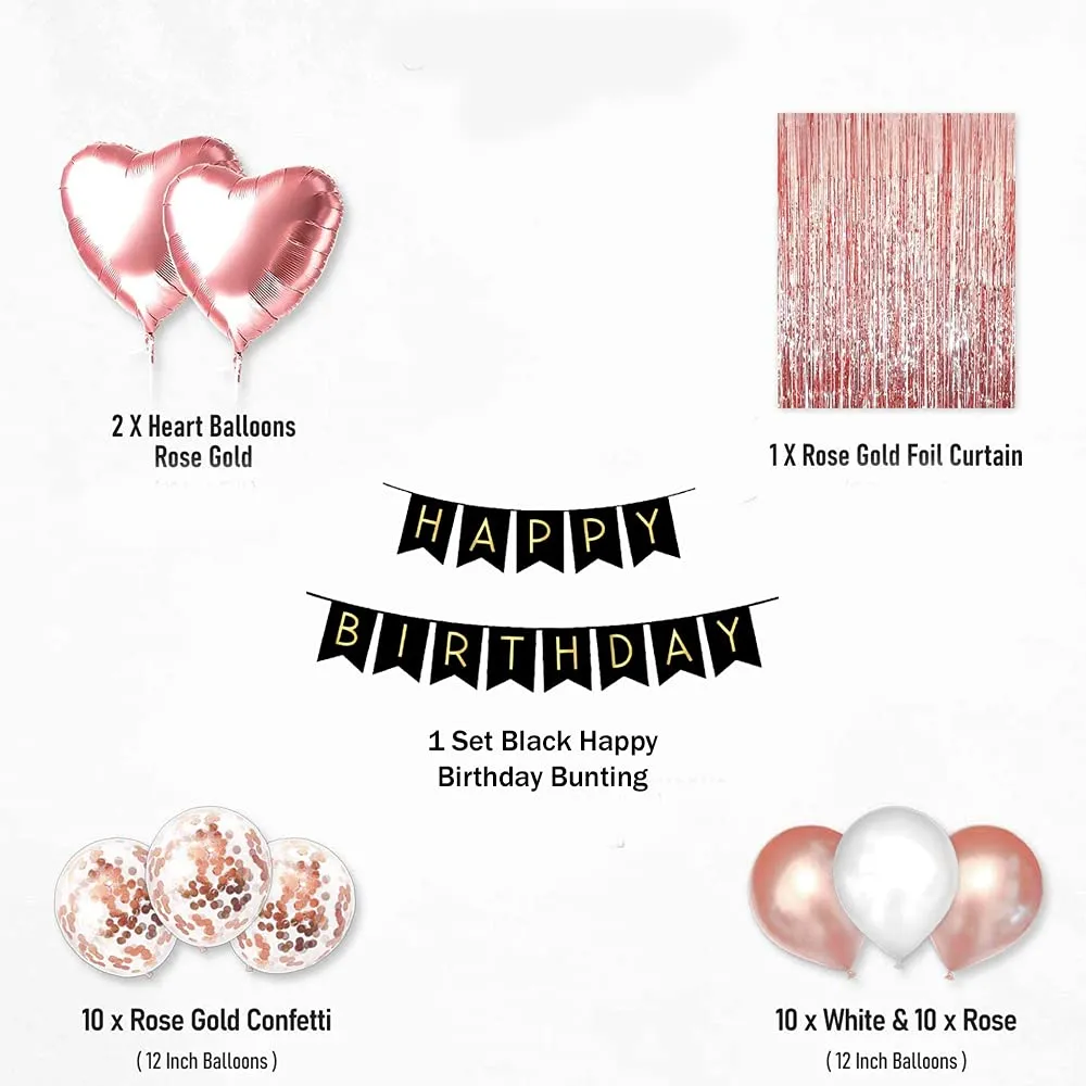 Birthday Decoration Rosegold 47 Pcs items - Birthday Party Supplies for men and women