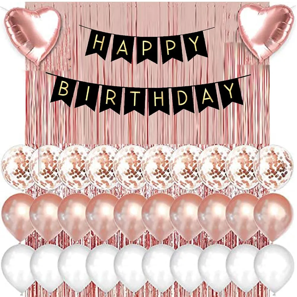Birthday Decoration Rosegold 47 Pcs items - Birthday Party Supplies for men and women